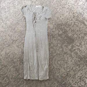 White and black striped boutique fitted mini dress